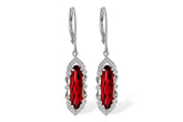 14K White Gold Marquise Garnet Vintage Style Earrings
